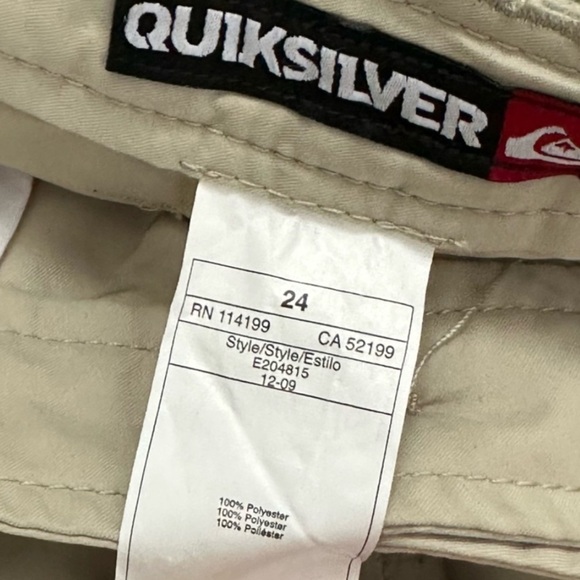Quiksilver Tan/Green Cargo Shorts Knee Length Snap Close Cargo Pocket Waist 24 - Picture 8 of 14